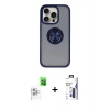 MARSİLYAN™- iPhone 16 Pro Max Kılıf Yörünge Çizgi - Siyah Bilvis 3X AR Hayalet Cam Ekran Koruyucu + Raze Metal Kamera Lens - BZ