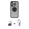 MARSİLYAN™- iPhone 16 Pro Max Kılıf Yörünge Çizgi - Siyah Bilvis 3X AR HD Cam Ekran Koruyucu + Bilvis Titan Kamera Lens - GS
