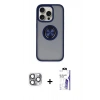MARSİLYAN™- iPhone 16 Pro Max Kılıf Yörünge Çizgi - Siyah Bilvis 3X AR HD Cam Ekran Koruyucu + Pers Alüminyum Kamera Lens - GI