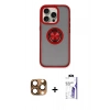 MARSİLYAN™- iPhone 16 Pro Max Kılıf Yörünge Çizgi - Siyah Bilvis 3X AR HD Cam Ekran Koruyucu + Pers Alüminyum Kamera Lens - CLTM