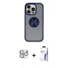 MARSİLYAN™- iPhone 16 Pro Max Kılıf Yörünge Çizgi - Siyah Bilvis 3X AR HD Cam Ekran Koruyucu + Pers Alüminyum Kamera Lens - GS
