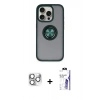 MARSİLYAN™- iPhone 16 Pro Max Kılıf Yörünge Çizgi - Siyah Bilvis 3X AR HD Cam Ekran Koruyucu + Pers Alüminyum Kamera Lens - GS