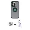 MARSİLYAN™- iPhone 16 Pro Max Kılıf Yörünge Çizgi - Siyah Bilvis 3X AR HD Cam Ekran Koruyucu + Pers Alüminyum Kamera Lens - GI
