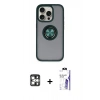 MARSİLYAN™- iPhone 16 Pro Max Kılıf Yörünge Çizgi - Siyah Bilvis 3X AR HD Cam Ekran Koruyucu + PVD Metal Kamera Lens - GS