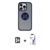MARSİLYAN™- iPhone 16 Pro Max Kılıf Yörünge Çizgi - Siyah Bilvis 3X AR HD Cam Ekran Koruyucu + PVD Metal Kamera Lens - GS