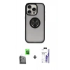 MARSİLYAN™- iPhone 16 Pro Max Kılıf Yörünge Çizgi - Siyah Bilvis 3X AR HD Cam Ekran Koruyucu + Raze Metal Kamera Lens - SH