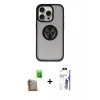 MARSİLYAN™- iPhone 16 Pro Max Kılıf Yörünge Çizgi - Siyah Bilvis 3X AR HD Cam Ekran Koruyucu + Raze Metal Kamera Lens - CLTM