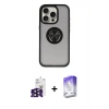 MARSİLYAN™- iPhone 16 Pro Max Kılıf Yörünge Çizgi - Siyah Bilvis 5in1 3D Magic Cam Ekran Koruyucu + Bilvis Titan Kamera Lens - SH