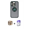 MARSİLYAN™- iPhone 16 Pro Max Kılıf Yörünge Çizgi - Siyah Bilvis 5in1 3D Magic Cam Ekran Koruyucu + Pers Alüminyum Kamera Lens - CLTM