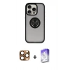 MARSİLYAN™- iPhone 16 Pro Max Kılıf Yörünge Çizgi - Siyah Bilvis 5in1 3D Magic Cam Ekran Koruyucu + Pers Alüminyum Kamera Lens - CLTM