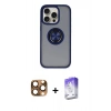 MARSİLYAN™- iPhone 16 Pro Max Kılıf Yörünge Çizgi - Siyah Bilvis 5in1 3D Magic Cam Ekran Koruyucu + Pers Alüminyum Kamera Lens - CLTM