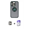 MARSİLYAN™- iPhone 16 Pro Max Kılıf Yörünge Çizgi - Siyah Bilvis 5in1 3D Magic Cam Ekran Koruyucu + PVD Metal Kamera Lens - GD