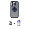 MARSİLYAN™- iPhone 16 Pro Max Kılıf Yörünge Çizgi - Siyah Bilvis 5in1 3D Magic Cam Ekran Koruyucu + PVD Metal Kamera Lens - GD