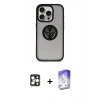 MARSİLYAN™- iPhone 16 Pro Max Kılıf Yörünge Çizgi - Siyah Bilvis 5in1 3D Magic Cam Ekran Koruyucu + PVD Metal Kamera Lens - GD
