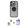 MARSİLYAN™- iPhone 16 Pro Max Kılıf Yörünge Çizgi - Siyah Bilvis 5in1 3D Magic Cam Ekran Koruyucu + Raze Metal Kamera Lens - NLGY