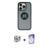 MARSİLYAN™- iPhone 16 Pro Max Kılıf Yörünge Çizgi - Siyah Bilvis 5in1 3D Magic Cam Ekran Koruyucu + Pers Alüminyum Kamera Lens - GI