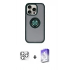 MARSİLYAN™- iPhone 16 Pro Max Kılıf Yörünge Çizgi - Siyah Bilvis 5in1 3D Magic Cam Ekran Koruyucu + Pers Alüminyum Kamera Lens - GS