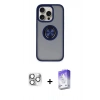 MARSİLYAN™- iPhone 16 Pro Max Kılıf Yörünge Çizgi - Siyah Bilvis 5in1 3D Magic Cam Ekran Koruyucu + Pers Alüminyum Kamera Lens - GS