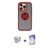 MARSİLYAN™- iPhone 16 Pro Max Kılıf Yörünge Çizgi - Siyah Bilvis 5in1 3D Magic Cam Ekran Koruyucu + Pers Alüminyum Kamera Lens - GS