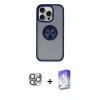 MARSİLYAN™- iPhone 16 Pro Max Kılıf Yörünge Çizgi - Siyah Bilvis 5in1 3D Magic Cam Ekran Koruyucu + Pers Alüminyum Kamera Lens - GI