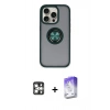 MARSİLYAN™- iPhone 16 Pro Max Kılıf Yörünge Çizgi - Siyah Bilvis 5in1 3D Magic Cam Ekran Koruyucu + PVD Metal Kamera Lens - GS