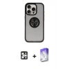 MARSİLYAN™- iPhone 16 Pro Max Kılıf Yörünge Çizgi - Siyah Bilvis 5in1 3D Magic Cam Ekran Koruyucu + PVD Metal Kamera Lens - GS