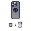 MARSİLYAN™- iPhone 16 Pro Max Kılıf Yörünge Çizgi - Siyah Bilvis 5in1 3D Magic Cam Ekran Koruyucu + PVD Metal Kamera Lens - GS