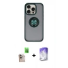 MARSİLYAN™- iPhone 16 Pro Max Kılıf Yörünge Çizgi - Siyah Bilvis 5in1 3D Magic Cam Ekran Koruyucu + Raze Metal Kamera Lens - NLGY