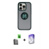 MARSİLYAN™- iPhone 16 Pro Max Kılıf Yörünge Çizgi - Siyah Bilvis 5in1 3D Magic Cam Ekran Koruyucu + Raze Metal Kamera Lens - SH