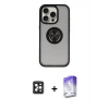 MARSİLYAN™- iPhone 16 Pro Max Kılıf Yörünge Çizgi - Siyah Bilvis 5in1 3D Magic Cam Ekran Koruyucu + PVD Metal Kamera Lens - SH