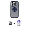 MARSİLYAN™- iPhone 16 Pro Max Kılıf Yörünge Çizgi - Siyah Bilvis 5in1 3D Magic Cam Ekran Koruyucu + PVD Metal Kamera Lens - SH
