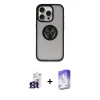 MARSİLYAN™- iPhone 16 Pro Max Kılıf Yörünge Çizgi - Siyah Bilvis 5in1 3D Magic Cam Ekran Koruyucu + Titanyum Gri Bilvis Titan Kamera Lens