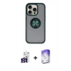 MARSİLYAN™- iPhone 16 Pro Max Kılıf Yörünge Çizgi - Siyah Bilvis 5in1 3D Magic Cam Ekran Koruyucu + Titanyum Gri Bilvis Titan Kamera Lens