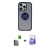 MARSİLYAN™- iPhone 16 Pro Max Kılıf Yörünge Çizgi - Siyah Bilvis 5in1 5D Magic Hayalet Cam Ekran Koruyucu + Raze Metal Kamera Lens - SH