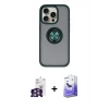 MARSİLYAN™- iPhone 16 Pro Max Kılıf Yörünge Çizgi - Siyah Bilvis 5in1 5D Magic Hayalet Cam Ekran Koruyucu + Bilvis Titan Kamera Lens - GS