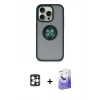 MARSİLYAN™- iPhone 16 Pro Max Kılıf Yörünge Çizgi - Siyah Bilvis 5in1 5D Magic Hayalet Cam Ekran Koruyucu + PVD Metal Kamera Lens - GD
