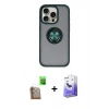 MARSİLYAN™- iPhone 16 Pro Max Kılıf Yörünge Çizgi - Siyah Bilvis 5in1 5D Magic Hayalet Cam Ekran Koruyucu + Raze Metal Kamera Lens - CLTM