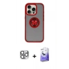 MARSİLYAN™- iPhone 16 Pro Max Kılıf Yörünge Çizgi - Siyah Bilvis 5in1 5D Magic Hayalet Cam Ekran Koruyucu + Pers Alüminyum Kamera Lens - GI