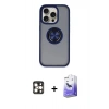 MARSİLYAN™- iPhone 16 Pro Max Kılıf Yörünge Çizgi - Siyah Bilvis 5in1 5D Magic Hayalet Cam Ekran Koruyucu + PVD Metal Kamera Lens - GD
