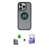 MARSİLYAN™- iPhone 16 Pro Max Kılıf Yörünge Çizgi - Siyah Bilvis 5in1 5D Magic Hayalet Cam Ekran Koruyucu + Raze Metal Kamera Lens - SH