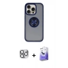 MARSİLYAN™- iPhone 16 Pro Max Kılıf Yörünge Çizgi - Siyah Bilvis 5in1 5D Magic Hayalet Cam Ekran Koruyucu + Pers Alüminyum Kamera Lens - GI