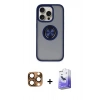 MARSİLYAN™- iPhone 16 Pro Max Kılıf Yörünge Çizgi - Siyah Bilvis 5in1 5D Magic Hayalet Cam Ekran Koruyucu + Pers Alüminyum Kamera Lens - CLTM