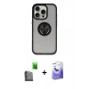 MARSİLYAN™- iPhone 16 Pro Max Kılıf Yörünge Çizgi - Siyah Bilvis 5in1 5D Magic Hayalet Cam Ekran Koruyucu + Raze Metal Kamera Lens - SH