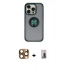 MARSİLYAN™- iPhone 16 Pro Max Kılıf Yörünge Çizgi - Siyah Bilvis Hayalet Cam Ekran Koruyucu + Pers Alüminyum Kamera Lens - CLTM