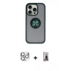 MARSİLYAN™- iPhone 16 Pro Max Kılıf Yörünge Çizgi - Siyah Bilvis Hayalet Cam Ekran Koruyucu + Pers Alüminyum Kamera Lens - GS