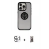 MARSİLYAN™- iPhone 16 Pro Max Kılıf Yörünge Çizgi - Siyah Bilvis Hayalet Cam Ekran Koruyucu + Pers Alüminyum Kamera Lens - GS