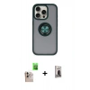 MARSİLYAN™- iPhone 16 Pro Max Kılıf Yörünge Çizgi - Siyah Bilvis Hayalet Cam Ekran Koruyucu + Raze Metal Kamera Lens - NLGY