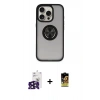 MARSİLYAN™- iPhone 16 Pro Max Kılıf Yörünge Çizgi - Siyah Buffer Cam Ekran Koruyucu + Bilvis Titan Kamera Lens - SH