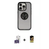 MARSİLYAN™- iPhone 16 Pro Max Kılıf Yörünge Çizgi - Siyah Buffer Cam Ekran Koruyucu + Bilvis Titan Kamera Lens - TMGI