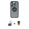MARSİLYAN™- iPhone 16 Pro Max Kılıf Yörünge Çizgi - Siyah Buffer Cam Ekran Koruyucu + Bilvis Titan Kamera Lens - SH